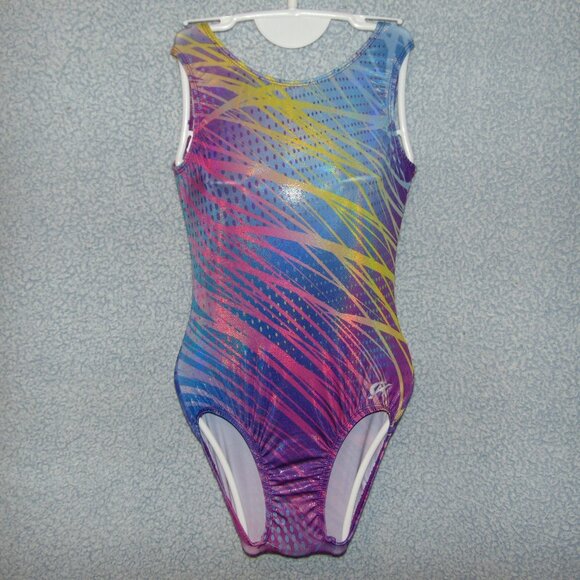 GK Blue Ombre Purple Gold Leotard AXS - Picture 1 of 7